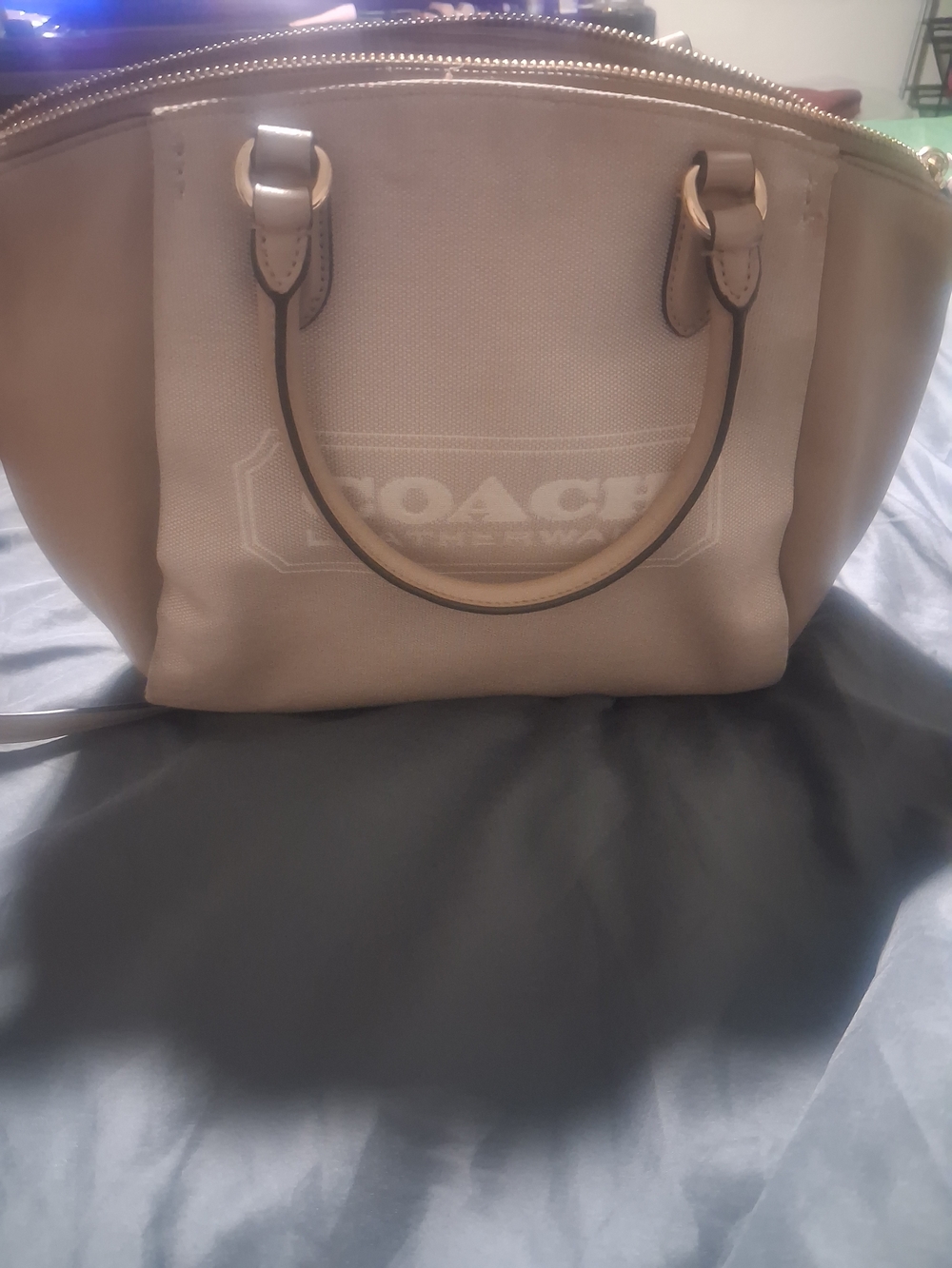 Coach Beige Canvas & Leather Satchel - Coach